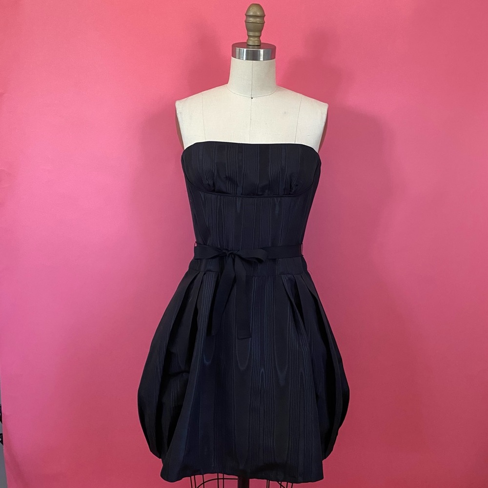 Vintage Y2K BCBGMaxazria Goth Strapless Empire Corset Mini Dress Bubble Skirt 4